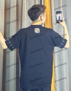 Xinxinbuy Mannen Designer Tee T-shirt 2024 Italië Lente Gebreide Shirt Brief Jacquard Mouwen Korte Mouw Katoen Dames Grijs Zwart abrikoos M-2XL
