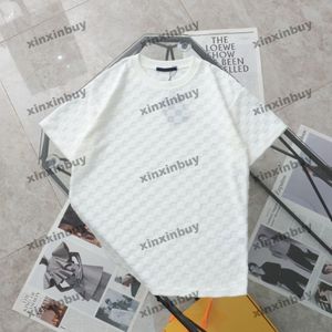 Xinxinbuy Men Designer Tee T-shirt 2024 Italie Chessboard Grid Jacquard Coton à manches courtes
