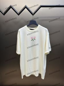 Xinxinbuy Men Designer Tee T-shirt 2024 Italie Knit Shirt Fleur Jacquard 1854 Coton à manches courtes Coton Femmes Gris Black Abricot XS-L