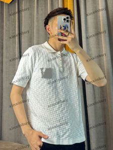 Xinxinbuy Men Designer Tee T-shirt 2024 Italie Knit Shirt Bridboard Grille Polo à manches courtes Coton Coton Femmes Gris Blanc Blanc XS-2XL