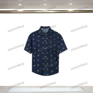 Xinxinbuy Men Designer Tee T-shirt 2024 Italie Parisgold Lettre broderie Tissu denim Tissu court à manches coton