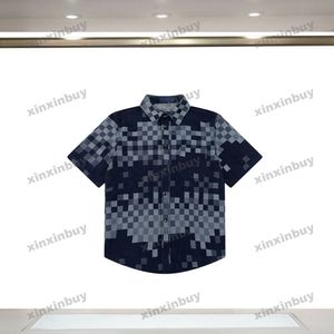 Xinxinbuy Men Designer Tee T-shirt 2024 Italie Paris Mosaïque Lavage Denim Tissu Coton Coton Coton Coton Femmes Blanc Black S-XL