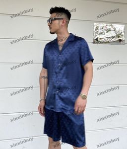 Xinxinbuy Men Designer Tee T-shirt 2024 Italie Dark à motif jacquard lettre de tissu en soie