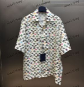 Xinxinbuy Men Designer T-shirt 2024 Italië gekleurde letters afdrukpatroon Roma Kortelige mouw katoen vrouwen grijs zwart blauw kaki xs-2xl