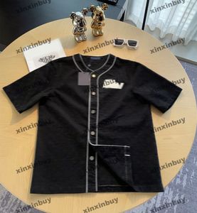 Xinxinbuy Men Designer Tee T-shirt 2024 Italie Lettre de manches fleur Jacquard Denim Relief Jacquard Coton à manches courtes Black M-2xl