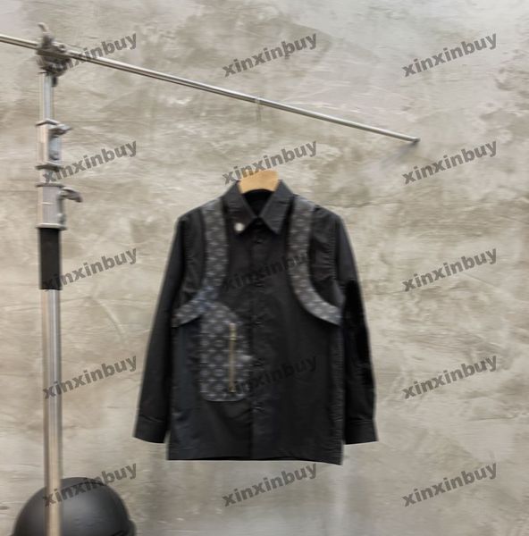 Xinxinbuy Men Designer Tee T-shirt 2024 Italie en cuir chemise LETTERE POLO POLO COTON COTON FEMMES GRY BLAND BLANC S-3XL