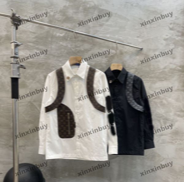 Xinxinbuy Men Designer Tee T-shirt 2024 Italie en cuir chemise LETTRE POLO POLO COTON COTON FEMMES GRENEU BLAND BLANC S-2XL