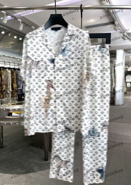 Xinxinbuy Men Designer Tee T-shirt 2024 Italie Zoo Girafe à motifs Jacquard Silk Ensemble à manches courtes Coton Femmes Gris Blanc Blanc M-3XL