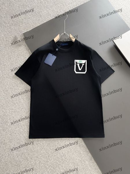 Xinxinbuy Men Designer Tee T-shirt 2024 Italie en cuir Patch Pocket 1854 Coton Coton Coton Coton Femmes Blanc Black Xs-L