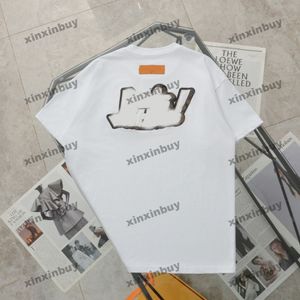 Xinxinbuy hombres diseñador camiseta camiseta 2024 cuero bordado letra manga corta algodón mujeres gris negro blanco M-2XL