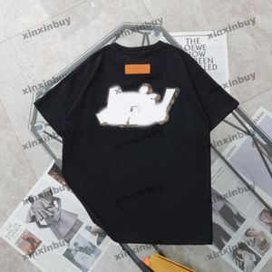 Xinxinbuy Mannen Designer Tee T-shirt 2024 Leer Borduren Brief Korte Mouw Katoen Vrouwen Grijs Zwart Wit S-2XL