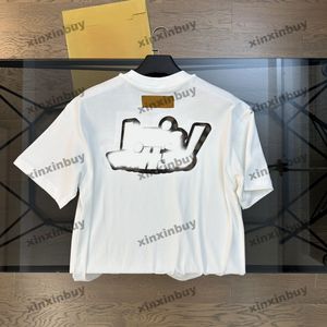 Xinxinbuy Mannen Designer Tee T-shirt 2024 Leer Brief Borduren Stof Revers Korte Mouw Katoen Vrouwen Grijs Zwart Wit Kaki S-3XL
