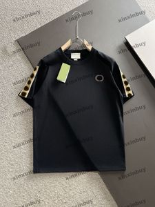 Xinxinbuy Mannen Designer Tee T-shirt 2024 Brief Jacquard Singels Korte Mouw Katoen Vrouwen Grijs Zwart Wit S-2XL
