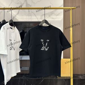 Xinxinbuy Hombres Diseñador Camiseta Camiseta 2024 Letra Zapato Impresión Manga corta Algodón Mujeres Gris Negro Blanco XS-2XL