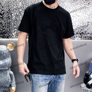 Xinxinbuy Hommes Designer Tee T-shirt 2024 Milan lettre broderie manches courtes coton femmes gris noir blanc XS-2XL