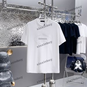 Xinxinbuy Hommes Designer Tee T-shirt 2024 Milan lettre broderie manches courtes coton femmes gris noir blanc M-2XL