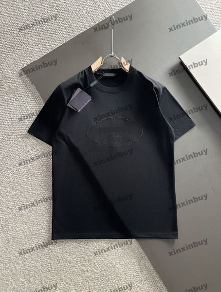 Xinxinbuy Hommes Designer Tee T-shirt 2024 Milan lettre broderie manches courtes coton femmes gris noir blanc vert rouge S-2XL