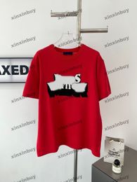 Xinxinbuy Mannen Designer T-shirt 2024 Vredesduif Brief Jacquard Gebreide Korte Mouw Katoen Vrouwen Grijs Zwart Wit Groen M-3XL