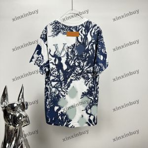 Xinxinbuy Hommes Designer Tee T-shirt 2024 Tie Dye aux algues Lettre dégradée Jacquard Coton à manches courtes Femmes Bleu Noir Blanc Vert Kaki XS-L