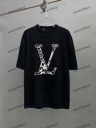 Xinxinbuy Hommes Designer Tee T-shirt 2024 Ski Jacquard Tissu tricoté Revers à manches courtes Coton Femmes Gris Noir Blanc S-2XL