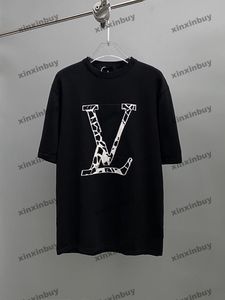 Xinxinbuy Mannen designer Tee t-shirt 2024 ski Jacquard gebreide stof revers korte mouw katoen vrouwen Grijs zwart wit S-2XL