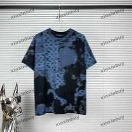 Xinxinbuy Hommes Designer Tee T-shirt 2024 Tie Dye Lettre Speckle Print 1854 Coton à manches courtes Femmes Bleu Noir Blanc Vert Kaki XS-L