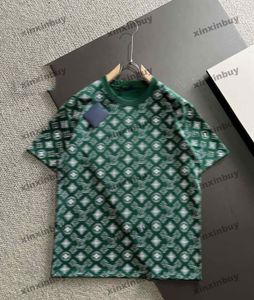 Xinxinbuy, camiseta de diseñador para hombre, camiseta 2024, Tie Dye, Bordado de letras, raya, manga corta, algodón, mujer, gris, negro, S-3XL