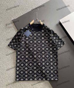 Xinxinbuy Hommes Designer Tee T-shirt 2024 Tie Dye Lettre Broderie Stripe Manches courtes Coton Femmes Gris Noir S-2XL