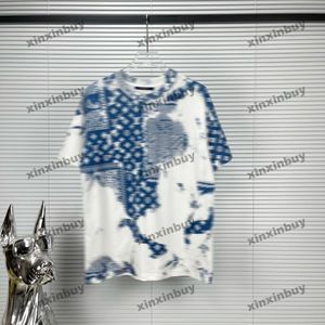 Xinxinbuy Hommes Designer Tee T-shirt 2024 Tie Dye Lettre Speckle Print 1854 Coton à manches courtes Femmes Bleu Noir Blanc Vert Kaki S-2XL