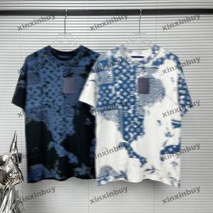 Xinxinbuy Hommes Designer Tee T-shirt 2024 Tie Dye Lettre Speckle Print 1854 Coton à manches courtes Femmes Bleu Noir Blanc Vert Kaki S-4XL