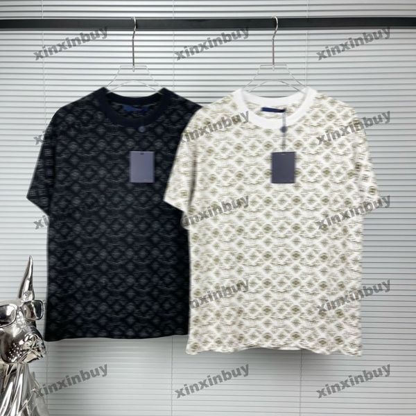 Xinxinbuy Hommes Designer Tee T-shirt 2024 Tie Dye Gradient Lettre Impression Coton à manches courtes Femmes Bleu Noir Blanc Vert Kaki XS-2XL