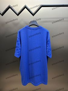 Xinxinbuy Hommes Designer Tee T-shirt 2024 Lettre de laine manches jacquard Paris motif manches courtes coton femmes bleu noir vert XS-2XL