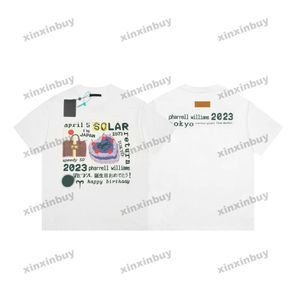 Xinxinbuy Hommes Designer Tee T-shirt 23SS Gâteau d'anniversaire Lettre Impression Coton à manches courtes Femmes Noir Blanc XS-L