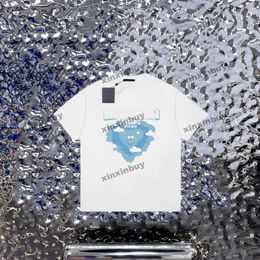 xinxinbuy Camiseta de diseñador para hombre 23ss cielo azul Patrón de amor estampado manga corta algodón mujer negro blanco azul XS-XL