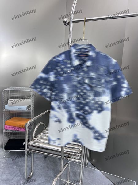 xinxinbuy Hommes designer Tee t-shirt 23ss Noix de cajou fruits tie dye chemises imprimer à manches courtes coton femmes bleu S-2XL