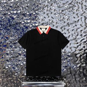 Xinxinbuy Men Designer T-shirt T-shirt 23SS Kraag Jacquard Letter Korte mouw Katoen vrouwen Zwart wit blauw rood M-2xl