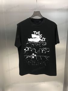 Xinxinbuy Hommes Designer Tee T-shirt 23SS Concert Graffiti Fleur Imprimer Coton à manches courtes Femmes Blanc Noir Rouge Vert M-2XL