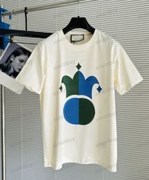 Xinxinbuy Hommes Designer Tee T-shirt 23SS Couronne Clown Étiquette Coton à manches courtes Femmes Noir Bleu Blanc Kaki Marron XS-2XL
