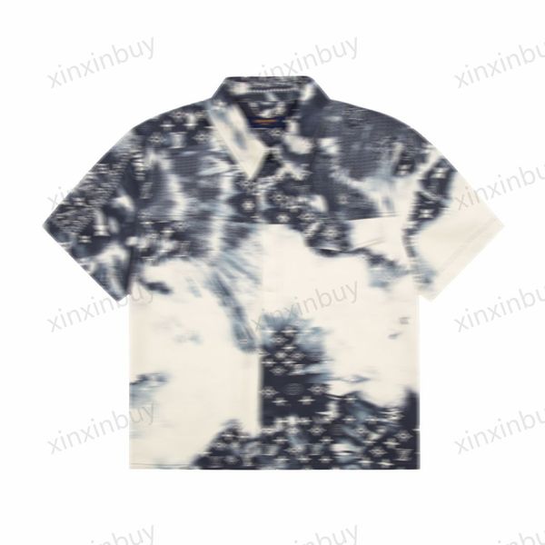 xinxinbuy Hommes designer Tee t-shirt 23ss Denim tie dye chemises Imprimer fleur de cajou à manches courtes coton femmes blanc noir XS-XL