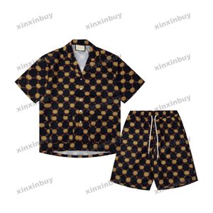 Xinxinbuy Hommes Designer Tee T-shirt 23ss Double lettre imprimé coton à manches courtes femmes Noir blanc bleu gris orange XS-3XL