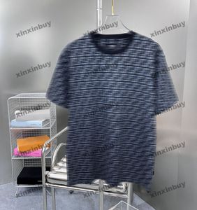 xinxinbuy Hommes designer Tee t-shirt 23ss Double lettre tissu jacquard motif roma manches courtes coton femmes noir marron rouge jaune M-2XL
