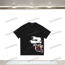 xinxinbuy Hommes designer Tee t-shirt 23ss canard Graffiti Lettre Impression manches courtes coton femmes bleu marron XS-XL