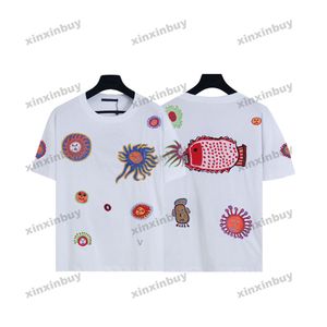 Xinxinbuy Hommes Designer Tee T-shirt 23ss Visage poisson soleil motif broderie animal manches courtes coton femmes Noir blanc XS-2XL
