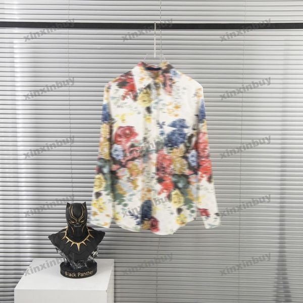 Xinxinbuy Hommes Designer Tee T-shirt 23ss Fleurs Plantes Imprimer Coton à manches courtes Femmes Noir Blanc Bleu Gris Kaki XS-3XL