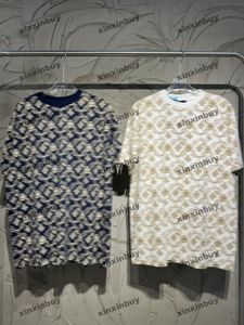 xinxinbuy Hommes designer Tee t-shirt 23ss Gradient tie dye lettres motif manches courtes coton femmes bleu S-2XL