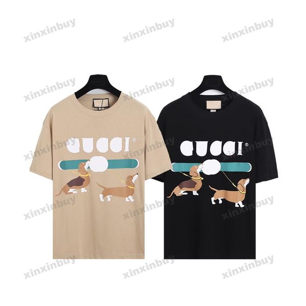 xinxinbuy Hommes designer Tee t-shirt 23ss Japon chien lettre Imprimer manches courtes coton femmes Noir Blanc bleu kaki XS-2XL