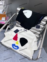 xinxinbuy Hommes designer Tee t-shirt 23ss Tricoté Yeux Bouche Jacquard manches courtes coton femmes noir blanc M-2XL