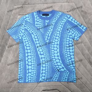 Xinxinbuy Hommes Designer Tee t-shirt 23ss Tricoté Infinity Dots jacquard manches courtes coton femmes abricot bleu S-XL