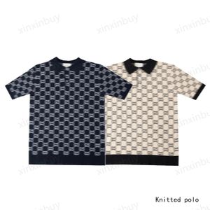 Xinxinbuy Hommes Designer Tee T-shirt 23ss Tricoté Jacquard Lettres Imprimer manches courtes coton femmes Abricot noir S-2XL