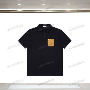 xinxinbuy Mannen designer Tee t-shirt 23ss Leather label pocket polo korte mouw katoen vrouwen geel zwart wit XS-XL